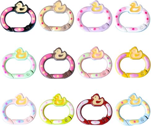 12 قطعة من المشابك الدائرية البيضاوية الربيعية، مشبك محفظة معدني صغير على شكل بطة على شكل حلقة مفاتيح لسحر الحقائب، وسحر المحفظة، وسلاسل المفاتيح in Kuwait