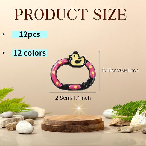 12 قطعة من المشابك الدائرية البيضاوية الربيعية، مشبك محفظة معدني صغير على شكل بطة على شكل حلقة مفاتيح لسحر الحقائب، وسحر المحفظة، وسلاسل المفاتيح in Kuwait