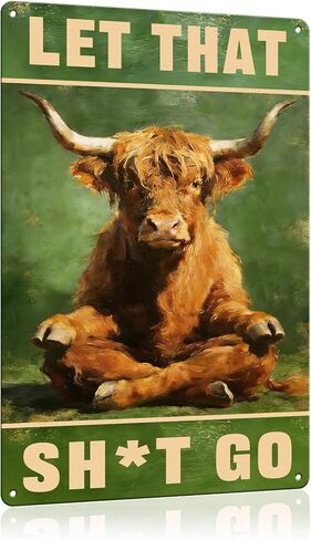 Highland Cow Bathroom Decor Funny Bathroom Wall Art Metal Sign Pictures for Cow Lovers Western Home Decorations Accessories Farmhouse Restroom Poster Unique Country Art 8x12inches in Kuwait