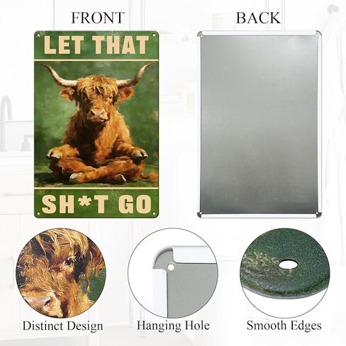 Highland Cow Bathroom Decor Funny Bathroom Wall Art Metal Sign Pictures for Cow Lovers Western Home Decorations Accessories Farmhouse Restroom Poster Unique Country Art 8x12inches in Kuwait