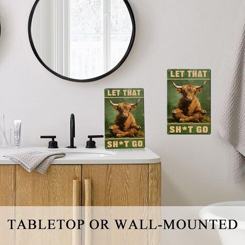 Highland Cow Bathroom Decor Funny Bathroom Wall Art Metal Sign Pictures for Cow Lovers Western Home Decorations Accessories Farmhouse Restroom Poster Unique Country Art 8x12inches in Kuwait