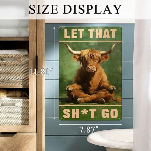 Highland Cow Bathroom Decor Funny Bathroom Wall Art Metal Sign Pictures for Cow Lovers Western Home Decorations Accessories Farmhouse Restroom Poster Unique Country Art 8x12inches in Kuwait