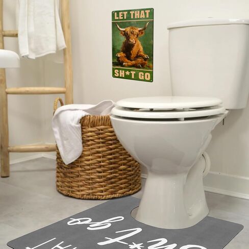 Highland Cow Bathroom Decor Funny Bathroom Wall Art Metal Sign Pictures for Cow Lovers Western Home Decorations Accessories Farmhouse Restroom Poster Unique Country Art 8x12inches in Kuwait