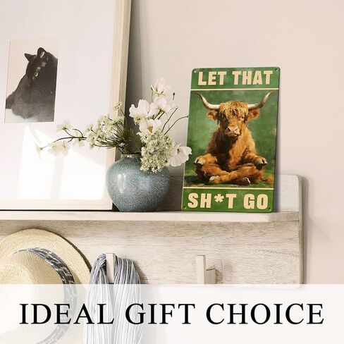 Highland Cow Bathroom Decor Funny Bathroom Wall Art Metal Sign Pictures for Cow Lovers Western Home Decorations Accessories Farmhouse Restroom Poster Unique Country Art 8x12inches in Kuwait