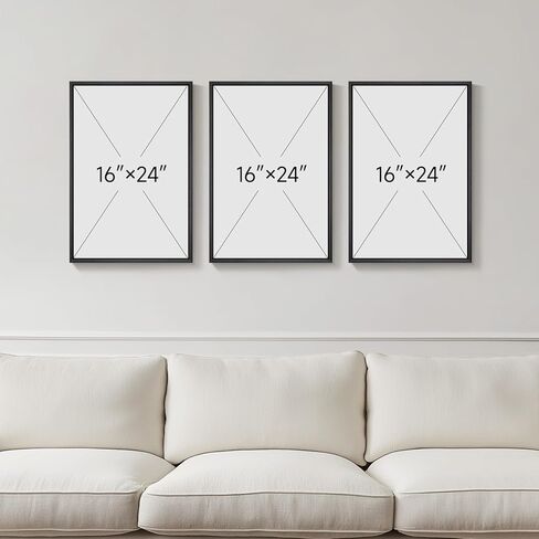 Framed Colorful Abstract Wall Art for Living Room, 3 Piece Mid-century Modern Canvas Prints Paintings Artwork for Walls, Bright Yellow Block Lines Pictures for Hallway Dining Bedroom Wall Decor -16x24 in Kuwait