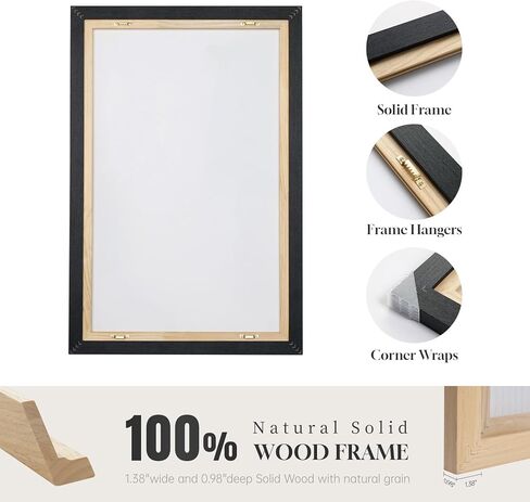 Framed Colorful Abstract Wall Art for Living Room, 3 Piece Mid-century Modern Canvas Prints Paintings Artwork for Walls, Bright Yellow Block Lines Pictures for Hallway Dining Bedroom Wall Decor -16x24 in Kuwait