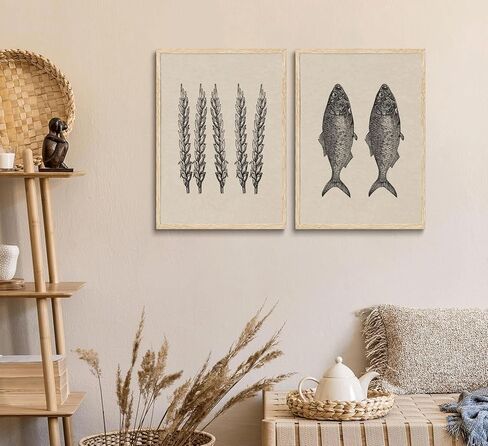 2 Pcs Jesus Feeds The 5000 Wall Art Miracle Of The Five Loaves And Two Fish Canvas Prints Black And White Christ Bible Verses Story Wall Decor Minimalist Posters Picture For Church Paintings Unframed in Saudi Arabia
