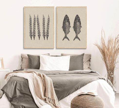 2 Pcs Jesus Feeds The 5000 Wall Art Miracle Of The Five Loaves And Two Fish Canvas Prints Black And White Christ Bible Verses Story Wall Decor Minimalist Posters Picture For Church Paintings Unframed in Saudi Arabia