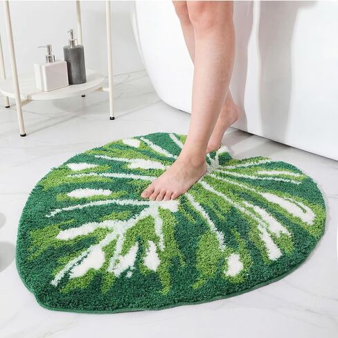 سجادة حمام لطيفة من Breling مقاس 23.5 بوصة × 31.5 بوصة، سجادة حمام Monstera مقاس 39 بوصة × 39 بوصة، سجادة غرفة النوم على شكل زهرة الكركديه غير قابلة للانزلاق وقابلة للغسل، سجادة صيفية لطيفة لتزيين غرفة المعيشة والحمام المنزلي in Kuwait