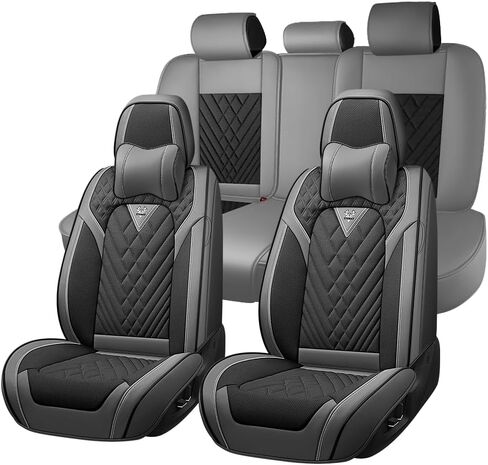 Fit for Dodge Avenger Seat Covers 2008-2014, Nappa Leather, 360° Full Protection, Thick Padding & Memory Foam, Waterproof & Stain-Resistant Car Seat Cover (Full Set with Headrests,Brown&Beige) in Kuwait