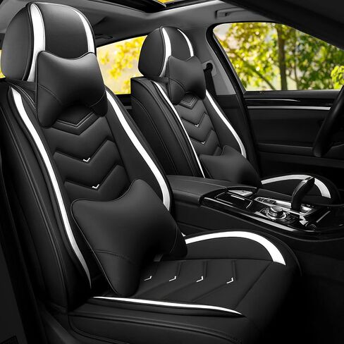 Car Seat Covers Fit for Lincoln Town car 2000-2026, Stylish Sport Seat Covers, Waterproof Wear-Resistant Premium Nappa Leather Car Seat Cover.(Full Set with Pillow/Beige) in Kuwait