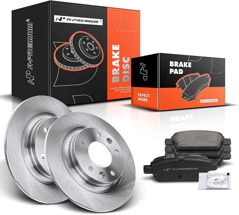 A-Premium 11.02 inch (280mm) Rear Solid Disc Brake Rotors + Ceramic Pads Kit Compatible with Select Ford, Lincoln, Mazda and Mercury Models - 6 2006-2013, Milan/Fusion 2006-2011, MKZ 2007-2011, Zephyr in Saudi Arabia