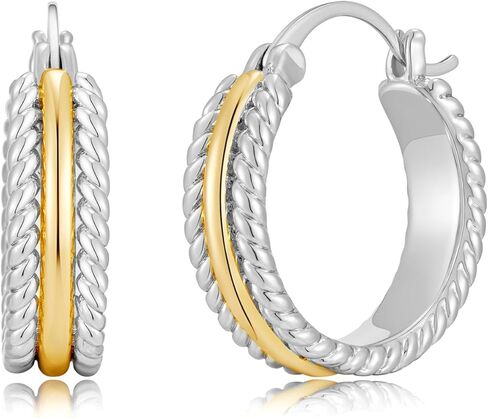 Chunky Gold Hoop Earrings for Women - 14k Gold Plated Twisted Rope Thick Hoops, Lightweight Hypoallergenic Small Hoop Earrings, Trendy Fashion Jewelry Gifts in Saudi Arabia