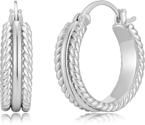 Chunky Gold Hoop Earrings for Women - 14k Gold Plated Twisted Rope Thick Hoops, Lightweight Hypoallergenic Small Hoop Earrings, Trendy Fashion Jewelry Gifts in Saudi Arabia