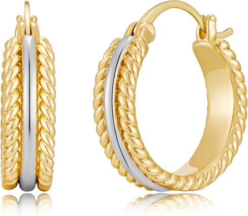 Chunky Gold Hoop Earrings for Women - 14k Gold Plated Twisted Rope Thick Hoops, Lightweight Hypoallergenic Small Hoop Earrings, Trendy Fashion Jewelry Gifts in Saudi Arabia