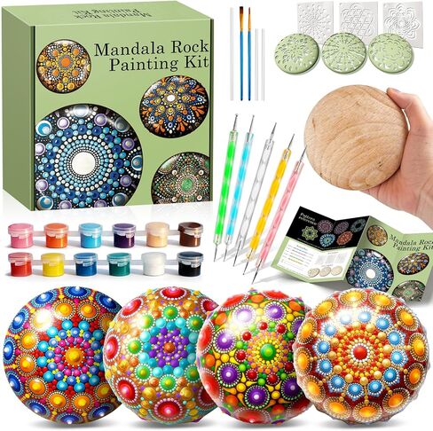 71PCS Mandala Dotting Tools Painting Kit - Rock Dot Paint Stencils Tool Set Art Craft Supplies Kits Tray Brush Zipper Pen for Nail Stone Mandala Arts Drawing Home Decor Activity in Kuwait