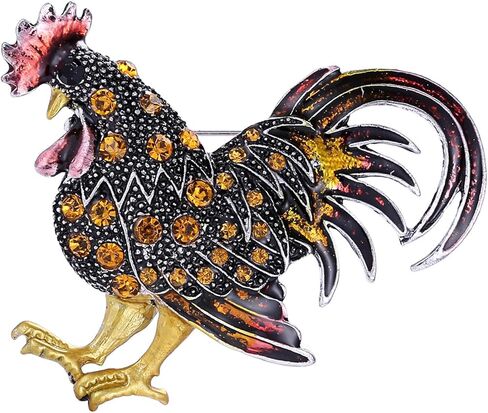 Cock Rooster Brooch Pins Multicolor Crystal Brooches for Women in Saudi Arabia