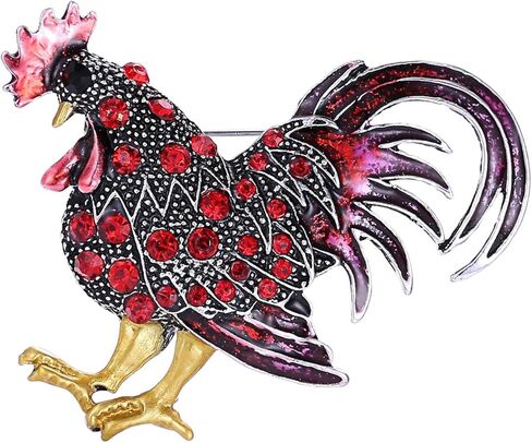 Cock Rooster Brooch Pins Multicolor Crystal Brooches for Women in Saudi Arabia