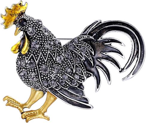 Cock Rooster Brooch Pins Multicolor Crystal Brooches for Women in Saudi Arabia
