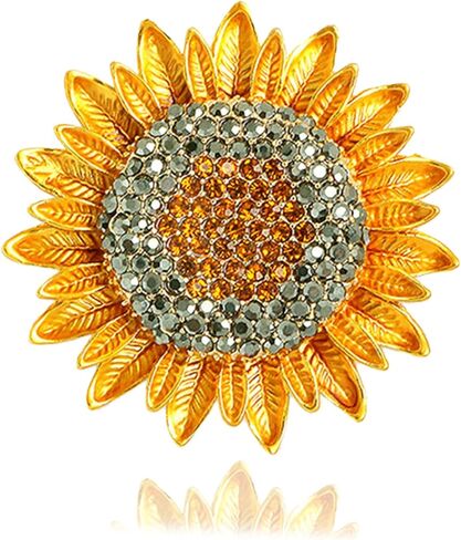 عباد الشمس بروش دبابيس للنساء اللون كريستال حجر الراين دبابيس الرجعية اليدوية أنيقة زهرة الشمس دبابيس الشمس بروش زهرة دبابيس للمرأة الأصفر دفع دبوس الملحقات in Kuwait