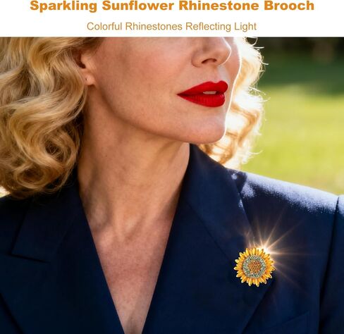 عباد الشمس بروش دبابيس للنساء اللون كريستال حجر الراين دبابيس الرجعية اليدوية أنيقة زهرة الشمس دبابيس الشمس بروش زهرة دبابيس للمرأة الأصفر دفع دبوس الملحقات in Kuwait