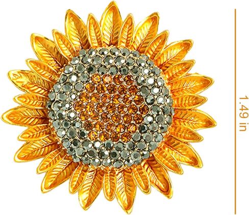 عباد الشمس بروش دبابيس للنساء اللون كريستال حجر الراين دبابيس الرجعية اليدوية أنيقة زهرة الشمس دبابيس الشمس بروش زهرة دبابيس للمرأة الأصفر دفع دبوس الملحقات in Kuwait