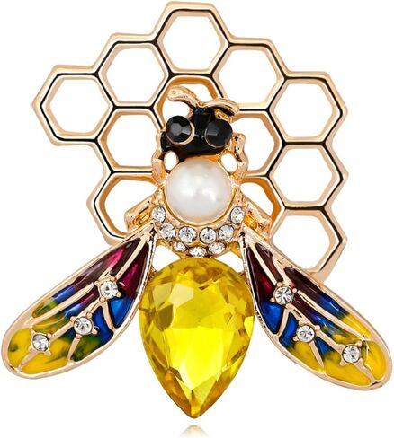 دبوس وبروش النحلة - بروش عباد الشمس من حجر الراين على شكل قرص العسل بتصميم عتيق للسيدات - دبوس حشرة ملون على شكل قطرة زيت من المينا على شكل شخصية كرتونية لطيفة in Kuwait