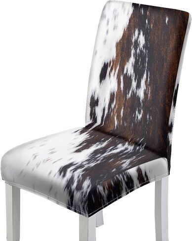 Cow Print Stretch Chair Covers Brown White Cowhide Animal Fur Western Rustic Farm Parson Chair Slipcovers Chair Seat Protector for Home Kitchen Dining Room Party 2 PCS in Kuwait