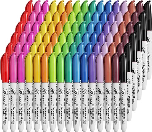 Permanent Markers, 96 Count Fine Point Permanent Markers, 16 colors, Waterproof & Smear Proof Markers, Quick Drying, Office Supplies for School, Office, Home in Kuwait