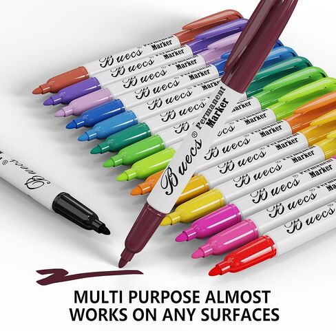 Permanent Markers, 96 Count Fine Point Permanent Markers, 16 colors, Waterproof & Smear Proof Markers, Quick Drying, Office Supplies for School, Office, Home in Kuwait