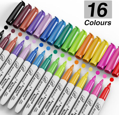 Permanent Markers, 96 Count Fine Point Permanent Markers, 16 colors, Waterproof & Smear Proof Markers, Quick Drying, Office Supplies for School, Office, Home in Kuwait