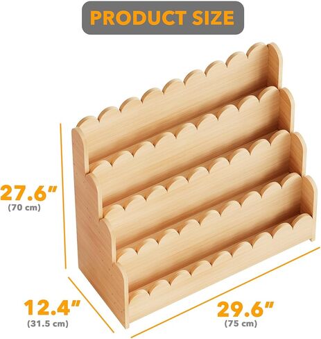 SpaceAid 4-Tier Scalloped Bookshelf, Montessori Bookcase for Toddlers, Wooden Book Shelf Organizer Display Furniture for Kids Rooms, Playroom, Nursery and Classroom, 29.6“ Wide, Natural in Kuwait