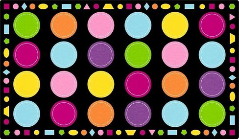 Booooom Jackson 7'6''x13' Colorful Circles Classroom Rug for Kids Room Seating Décor - Thick Nylon Large Preschool Carpet Daycare Rug for Teaching, Playroom, Non-Slip &No Triping,20X Stain Resistance in Kuwait