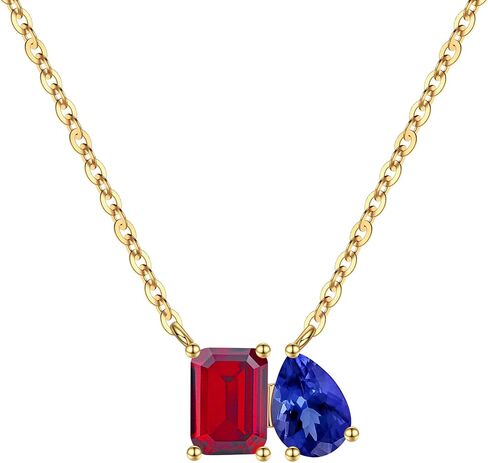 Turandoss Birthstone Necklaces for Women - 14K Gold Plated Dainty 12 Month Blue Green Emerald Birthstone Pendant Necklaces Jewerly Birthday Gifts for Women Girls in Saudi Arabia