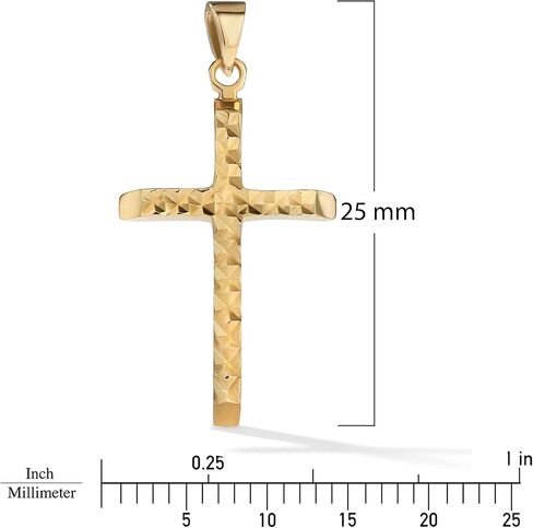 Amanda Rose Collection Diamond-Cut Cross Pendant for Women in 14K Yellow Gold on a Matching Gold Chain, Adjustable 18-20 inches | Solid Gold, Stamped for Authenticity in Saudi Arabia