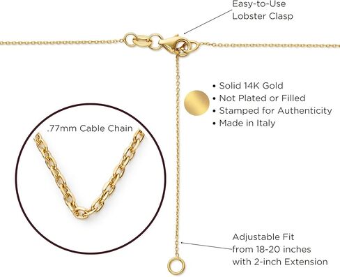 Amanda Rose Collection Diamond-Cut Cross Pendant for Women in 14K Yellow Gold on a Matching Gold Chain, Adjustable 18-20 inches | Solid Gold, Stamped for Authenticity in Saudi Arabia
