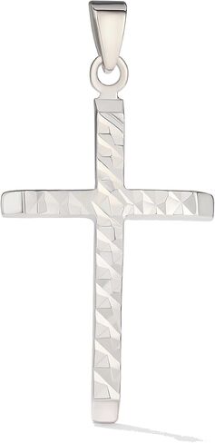 Amanda Rose Collection Diamond-Cut Cross Pendant for Women in 14K Yellow Gold on a Matching Gold Chain, Adjustable 18-20 inches | Solid Gold, Stamped for Authenticity in Saudi Arabia