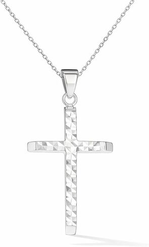 Amanda Rose Collection Diamond-Cut Cross Pendant for Women in 14K Yellow Gold on a Matching Gold Chain, Adjustable 18-20 inches | Solid Gold, Stamped for Authenticity in Saudi Arabia