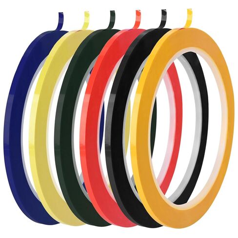 ALLWIN Whiteboard Tape, 6 Pack 1/8 Pinstripe Tape - Assorted Colors, Self-Adhesive & Residue-Thin Tape for Whiteboards, Glass, Planners (6 Pack-Black) in Saudi Arabia