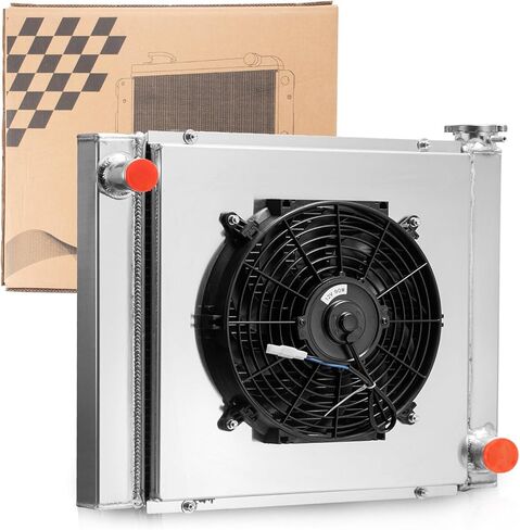 3 Row Universal 22'' Wide Radiator Replacement for Chevy GM SBC BBC Cooling Aluminum Radiators with Electric Cooling Fan Crossflow 22''X19'' in Kuwait