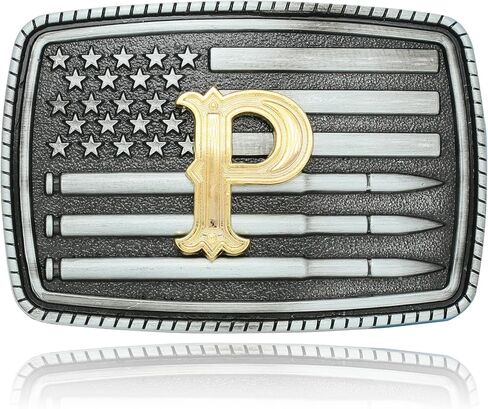 Belt Buckles Initial Letters Men Western - Silver Bullet Flag | Cowboy Cowgirl Belt Buckle Gifts for Mens Women in Saudi Arabia