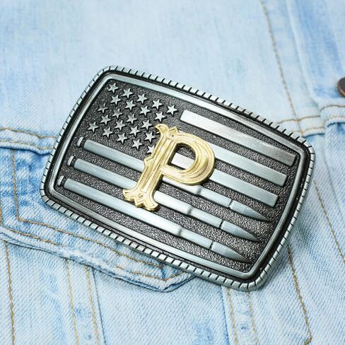 Belt Buckles Initial Letters Men Western - Silver Bullet Flag | Cowboy Cowgirl Belt Buckle Gifts for Mens Women in Saudi Arabia