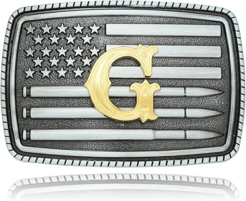 Belt Buckles Initial Letters Men Western - Silver Bullet Flag | Cowboy Cowgirl Belt Buckle Gifts for Mens Women in Saudi Arabia