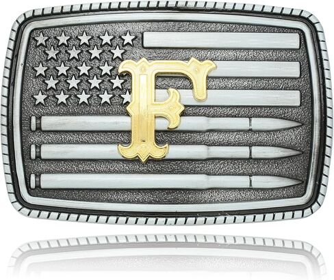 Belt Buckles Initial Letters Men Western - Silver Bullet Flag | Cowboy Cowgirl Belt Buckle Gifts for Mens Women in Saudi Arabia