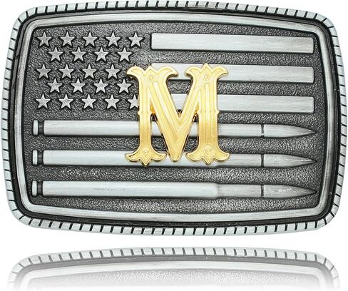 Belt Buckles Initial Letters Men Western - Silver Bullet Flag | Cowboy Cowgirl Belt Buckle Gifts for Mens Women in Saudi Arabia