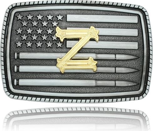 Belt Buckles Initial Letters Men Western - Silver Bullet Flag | Cowboy Cowgirl Belt Buckle Gifts for Mens Women in Saudi Arabia