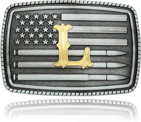 Belt Buckles Initial Letters Men Western - Silver Bullet Flag | Cowboy Cowgirl Belt Buckle Gifts for Mens Women in Saudi Arabia