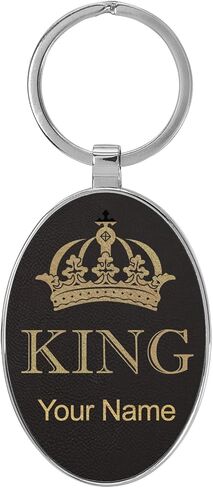 LaserGram Oval Keychain, King Crown, Personalized Engraving Included (Metal Frame) in Saudi Arabia