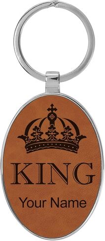 LaserGram Oval Keychain, King Crown, Personalized Engraving Included (Metal Frame) in Saudi Arabia