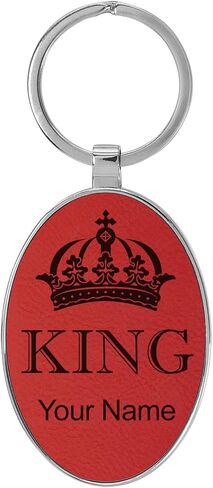 LaserGram Oval Keychain, King Crown, Personalized Engraving Included (Metal Frame) in Saudi Arabia